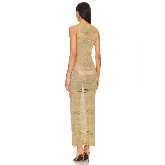 More to come Sevyn Midi Dress in Gold Gold maxi NWT SIZE SMALL - Picture 3 of 6